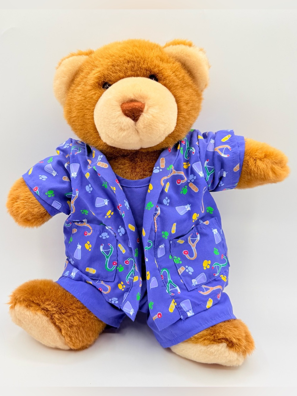 Build-A-Bear Brown Teddy Bear 13” Vet Scrubs Outfit Plush w/ Boxers BABW